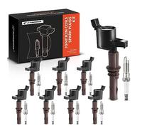 A-Premium Ignition Coils and Spark Plugs Kits Compatible with Ford F-150, F-250/F350 Super Duty, Explorer, Mustang, Expedition & Lincoln Navigator & Mercury Mountaineer, 4.6L 5.4L 8-PC Set