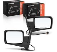 A-Premium Pair (2) Driver and Passenger Side Power Door Mirror - Compatible with Jeep Commander 2006 2007 2008 2009 2010 - Heated Manual Folding Black Outside Rear View Mirror - Replace# 55396636AD