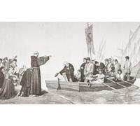 A priest blesses Christopher Columbus and his crew before their departure on the first voyage to discover America 3 August 1492 from Palos de la Frontera Huelva Andalusia Spain. Christopher Columbus