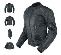 A-pro Ladies Textile Vented Motorcycle Motorbike Waterproof CE Armored Jacket Black M