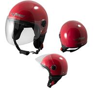A-pro Open Face Jet Helmet Moped Motorbike Scooter Antiscratch Visor Red S