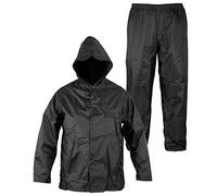 A-pro Rain Suit Waterproof Hood Mens Ladys 2 pc Jacket Trousers Black S
