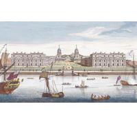 A prospect of Greenwich Hospital from the river. After an engraving dated 1751 by John June. Later colourization. Poster Print by Ken Welsh (18 x 10)
