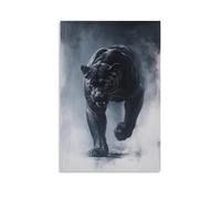 A Proud Black Panther Prowling Across A Muted Gray Canvas, Muscles Rippling Under The Fading Light of An Unseen Dusk. Wall Art Mural Modern Decoration Hanging Art Poster 20x30inch(50x75cm)