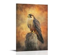 A Proud Falcon Perched Against A Hazy Copper Sky, Feathers Blending Into The Soft Fading Light. Wall Art Mural Modern Decoration Hanging Art Poster 16x24inch(40x60cm)