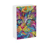 A Psychedelic Cat Cigarette Case Anti-Squeezing Waterproof Cigarette Packing Box with Lightweight Pocket Cigarette Storage Case for Men Women Gifts