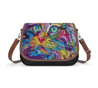 A Psychedelic Cat Crossbody Bags for Women Leather Handbags Travel Purses Shoulder Bags Tote Bag for Daily Use, A Psychedelic Cat, One Size