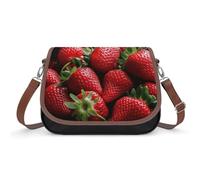 A Psychedelic Cat Crossbody Bags for Women Leather Handbags Travel Purses Shoulder Bags Tote Bag for Daily Use, Fresh Strawberries, One Size