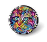 A Psychedelic Cat Lapel Pin Brooches Round Fashion Brooch Pin Cute Button Badges Alloy Button Pins Enamel Pins Metal Pinback for Hat Shirt Clothing Bags
