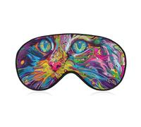A Psychedelic Cat Sleep Mask for Women Men Side Sleeper Eye Cover with Adjustable Strap Soft Breathable Blackout Mask Slip-Free Deep Sleeping Travel Essentials