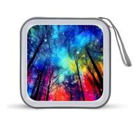 A Psychedelic Forests Night CD Case 40 Capacity Plastic DVD Storage Box Sleeves Zippered Wallet