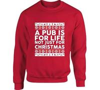 A Pub Is For Life Not Just For Christmas Jumper Santa Beer Lovers Funny Party Night Celebrations Drink Lovers Gift For GF/BF Xmas Unisex Festive Top (M, Red)