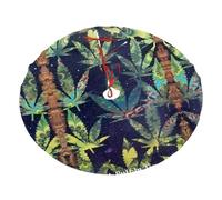 A Puff in Time Weed Leaves Printed Christmas tree skirt, Christmas tree mat decoration, suitable for Christmas decorations, holiday parties