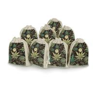 A Puff in Time Weed Marijuana Bunches Pocket Cotton And Hemp with Drawstring 8 Pieces Reusable Gift Bags Jewelry Pouch for Wedding DIY Craft Party (4.9 X 6.7 Inch)