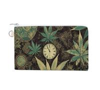 A Puff in Time Weed Marijuana Canvas Coin Purse, Portable Zippered Change Pouch for Women, Small Wallet for Coins Keys Cards Lipstick