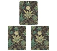 A Puff in Time Weed Marijuana Car Air Freshener Hanging Incense Chips 3 Pack Automotive Scented Hanging Sheets Square for Car Home Auto Interior Decor