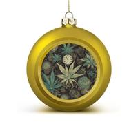 A Puff in Time Weed Marijuana Christmas Balls Ornaments 1PCS Christmas Tree Hanging Ball Personalization Golden-Style Xmas Trees Ball Pendant for Holiday Party Decoration Supplies