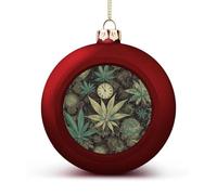 A Puff in Time Weed Marijuana Christmas Balls Ornaments 4PCS Christmas Tree Hanging Ball Personalization Red-Style Xmas Trees Ball Pendant for Holiday Party Decoration Supplies