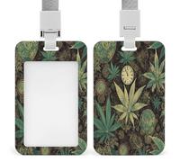 A Puff in Time Weed Marijuana ID Badge Holder Waterproof Card Protector Push-Pull Slot Work ID Card Holder with Lanyard Personalized Detachable Card Holders for Office Corporate Use