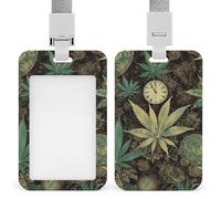 A Puff in Time Weed Marijuana Id Badge Holder with Lanyard, Clear Vertical Card Protector Waterproof, Breakaway Safety Neck Strap, Heavy Duty Name Tag Holder for Nurse Teacher Officer Staff Women Men