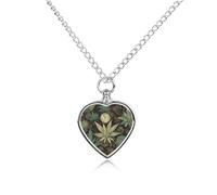 A Puff in Time Weed Marijuana Pet Cremation Jewelry for Ashes Waterproof Urn Necklace with Filling Kit Heart Pendant Ash Necklace Memorial Keepsake Jewelry Custom Sympathy Gift for Dog Cat Human Ashes