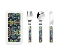 A Puff in Time Weed Marijuana Print Utensils Silverware Set,Safe Spoons and Forks Knife, Stainless Steel,Dishwasher Sa