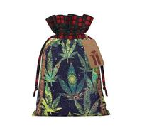A Puff In Time Weed Marijuana Printed Gift Bag, Perfect Color Blocking Burlap Gift Bag
