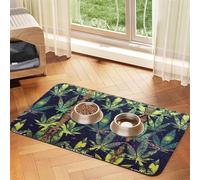 A Puff In Time Weed Marijuana Printed Pet Bowl Mats, Non-Slip And Tasteless Dog And Cat Feeding Mats