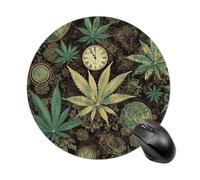 A Puff in Time Weed Marijuana Round Mouse Pad, Non-Slip Rubber Base Waterproof Washable, Computer Mouse Mat for Office Gaming Studying, Premium-Textured Durable Portable Circle Mousepad for Desktop PC
