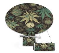 A Puff in Time Weed Marijuana Round Outdoor Picnic Blanket Picnic Mat
