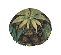 A Puff in Time Weed Marijuana Shower Cap for Women Men Double Layer Waterproof Bath Cap Elastic Reusable Shower Hat Bath Hair Wrap Hat Washable Shower Bonnet for Long Hair, Braids Color290
