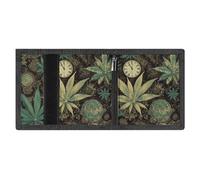 A Puff in Time Weed Marijuana Slim Rfid Blocking Trifold Wallet for Men Minimalist Front Zipper Pocket 8 Card Slots 1 Id Window & Key Hook Lightweight Credit Card Holder for Work Traveling