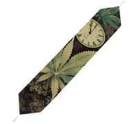 A Puff in Time Weed Marijuana Table Runner for Dining Table, Short Plush Runners Washable & Durable Tablerunner Modern Home Decor for Wedding, Kitchen, Holiday 229*33cm