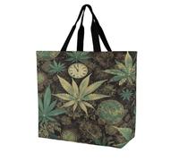 A Puff in Time Weed Marijuana Tote Bag Grocery Shopping Bags Shoulder Bag