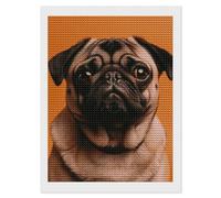 A Pug Diamond Art Kits for Adults 12"x16" DIY Diamond Painting Kit for Beginners Gem Art Painting with Round Full Drill Diamonds DIY Paint Paintings for Home Wall Decor Gift