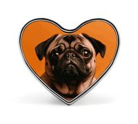 A Pug Heart Shape Lapel Pin Personalized Pinback Button Badges Retro Punk Button Pin Kawaii Heart Badges for Men Women Clothes Bags Hats & Gift