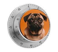 A Pug Kitchen Timer Mechanical Cooking Timer Clock with Loud Alarm Magnetic Countdown Timers Stainless Steel Egg Timer for Kitchen, Work, Exercise Training, Outdoor Activities