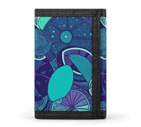 A Pug Trifold Wallet Front Pocket Coin Purse - Slim Credit Card Holder for Men & Women, Blue Teal Lemon, One Size, Classic