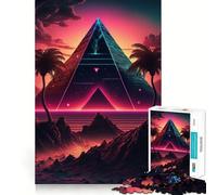 A Pyramid in The Neon Sand 1000 Piece Jigsaw Puzzle for Teenagers Brain Calisthen Bright Detail Hard Challenge Wall Art (38x26cm)