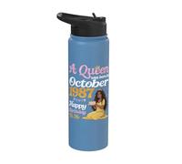 A Queen was Born in October 1987 Happy Birthday to Me You Stainless Steel Insulated Water Bottle