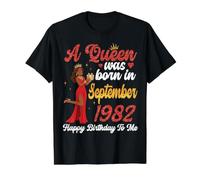 A Queen was Born in September 1982 Happy Birthday to Me You Value Graphic T-Shirt, Men, Black, L