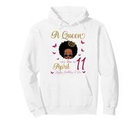 A Queen Was Born On April 11 Black Queen Afro Hair Queen Pullover Hoodie