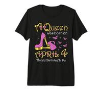 A Queen was Born on April 4, 4th April Birthday Butterflies Premium T-Shirt