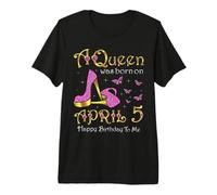 A Queen was Born on April 5, 5th April Birthday Butterflies Premium T-Shirt