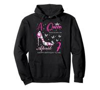 A Queen Was Born on April 7, 7th April Birthday Pullover Hoodie