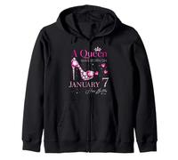 A Queen Was Born on January 7, 7th January Birthday Zip Hoodie