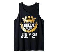 A Queen was Born on July 2, July Birthday Crown Tank Top