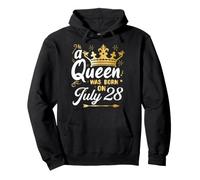 A Queen Was Born on July 28, Cute Girly July 28th Birthday Pullover Hoodie