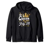 A Queen Was Born on July 28, Cute Girly July 28th Birthday Zip Hoodie