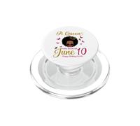 A Queen Was Born On June 10, 10th June Black Queen Birthday PopSockets PopGrip for MagSafe